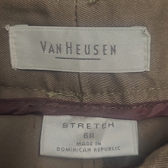 Van Heusen Slacks Pants Olive Green Stretch Straight leg high Rise Wide Leg 6 - Picture 7 of 7